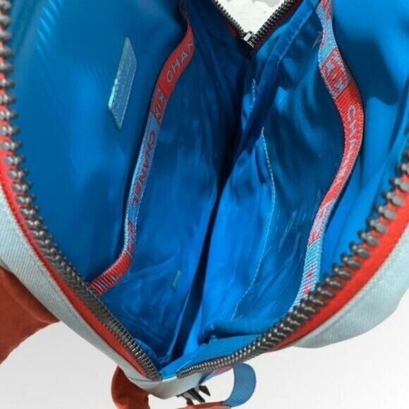 Authentic CHANEL CC Sport Line Nylon Backpack Bag Multicolor Blue Red Vintage - Picture 10 of 10